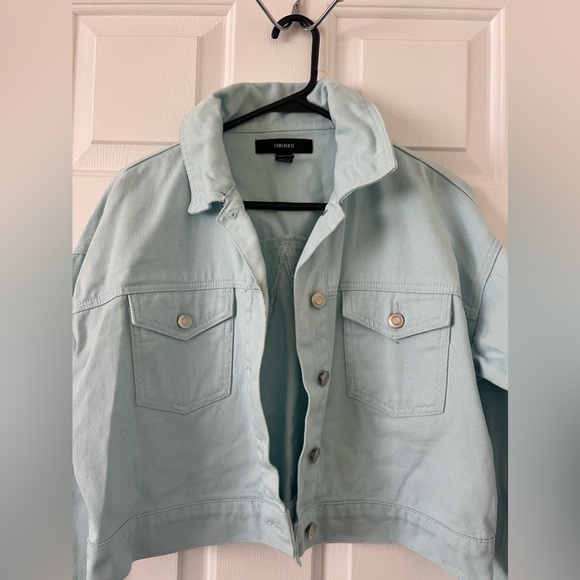 Forever 21 baby blue jean jacket and skirt set - Picture 5 of 5